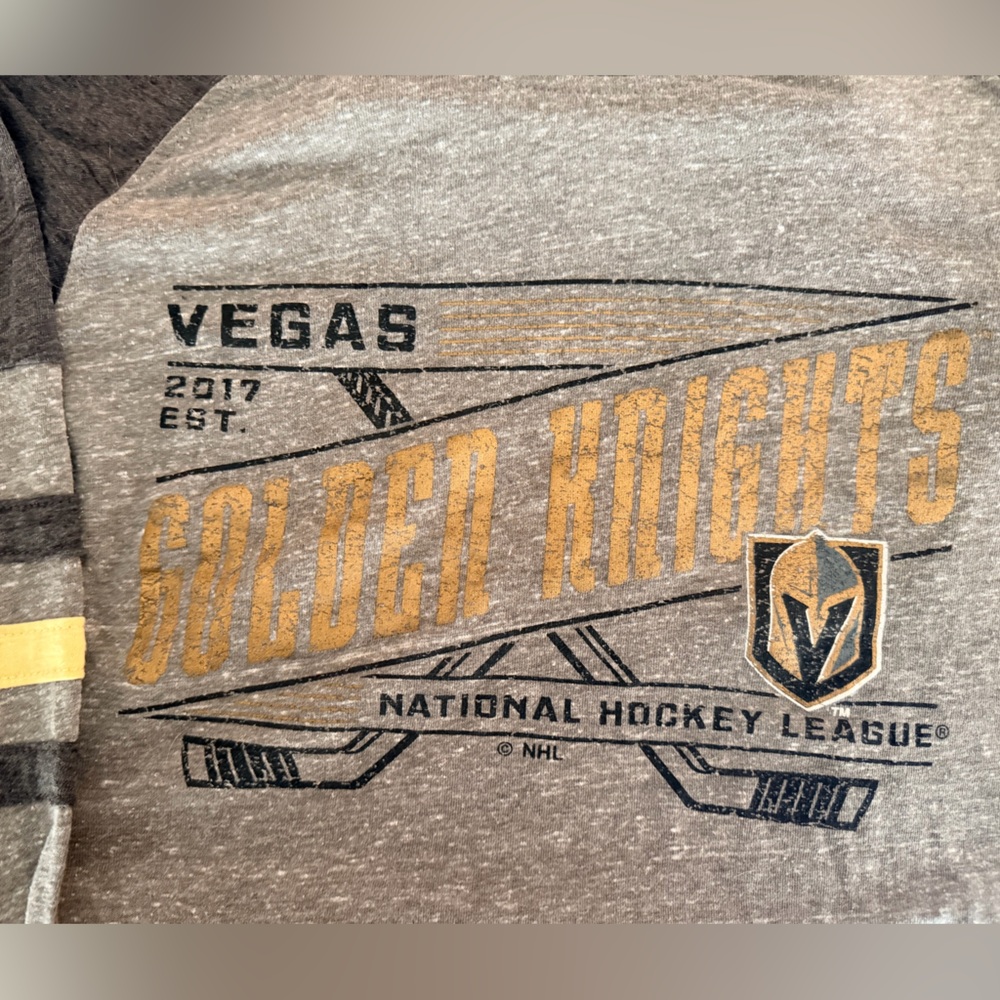 VGK Vegas Golden Knights NHL Gray and Gold heathered soft Graphic Tee